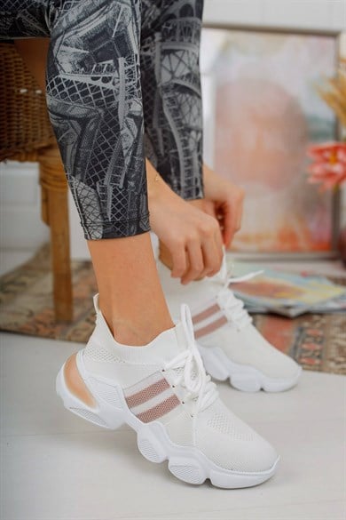 Kadın Beyaz Yazlık Triko Spor Ayakkabı